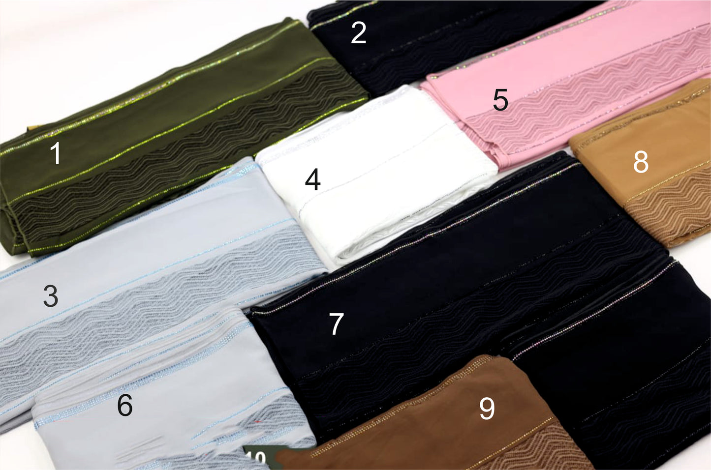 Wave-Pattern Crystal Trim Hijab - BEINGMUSLIMS THE HIJAB SHOPPE