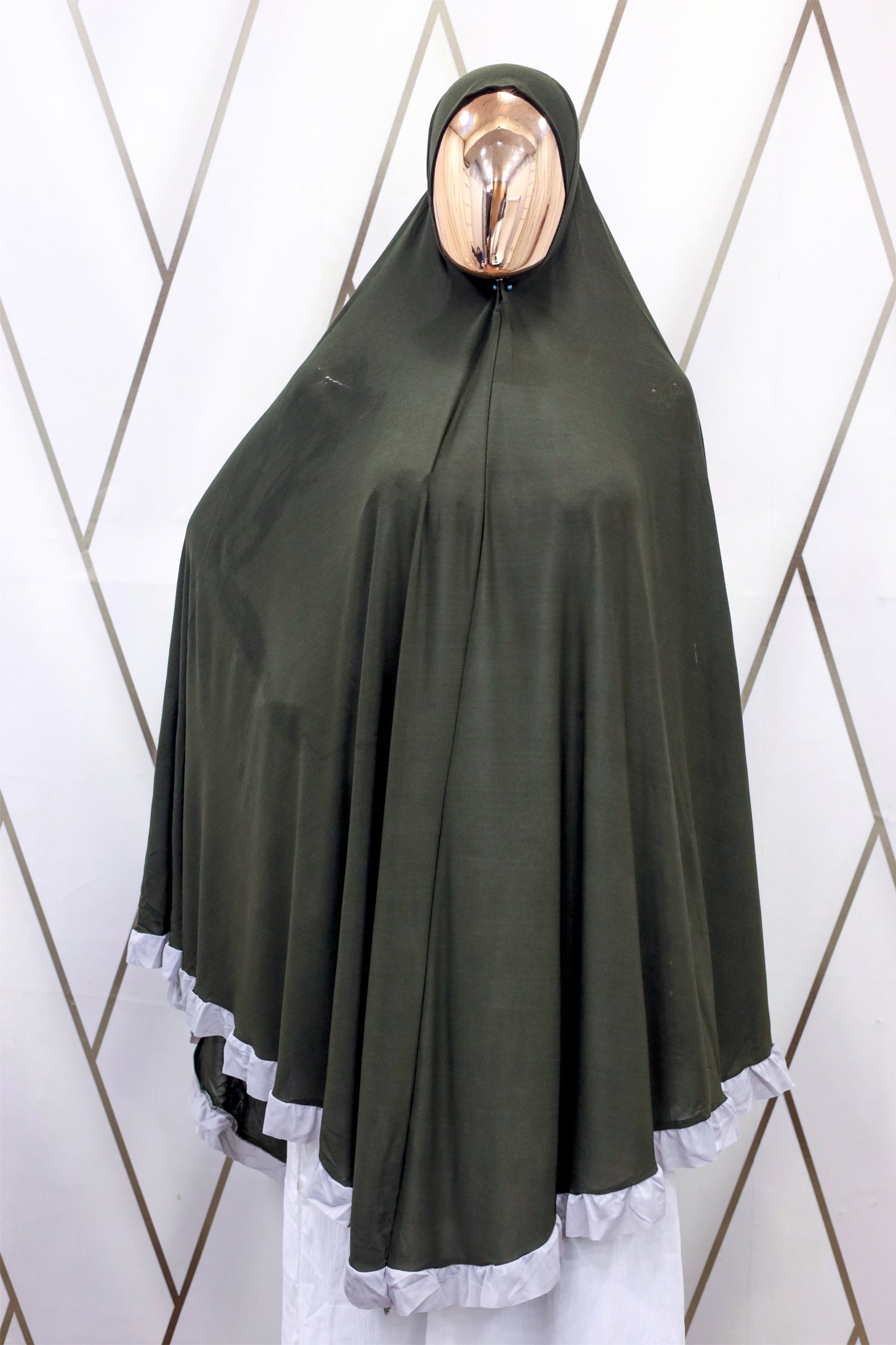 Grey Frill Makhna – 3XL Extra Coverage - BEINGMUSLIMS THE HIJAB SHOPPE