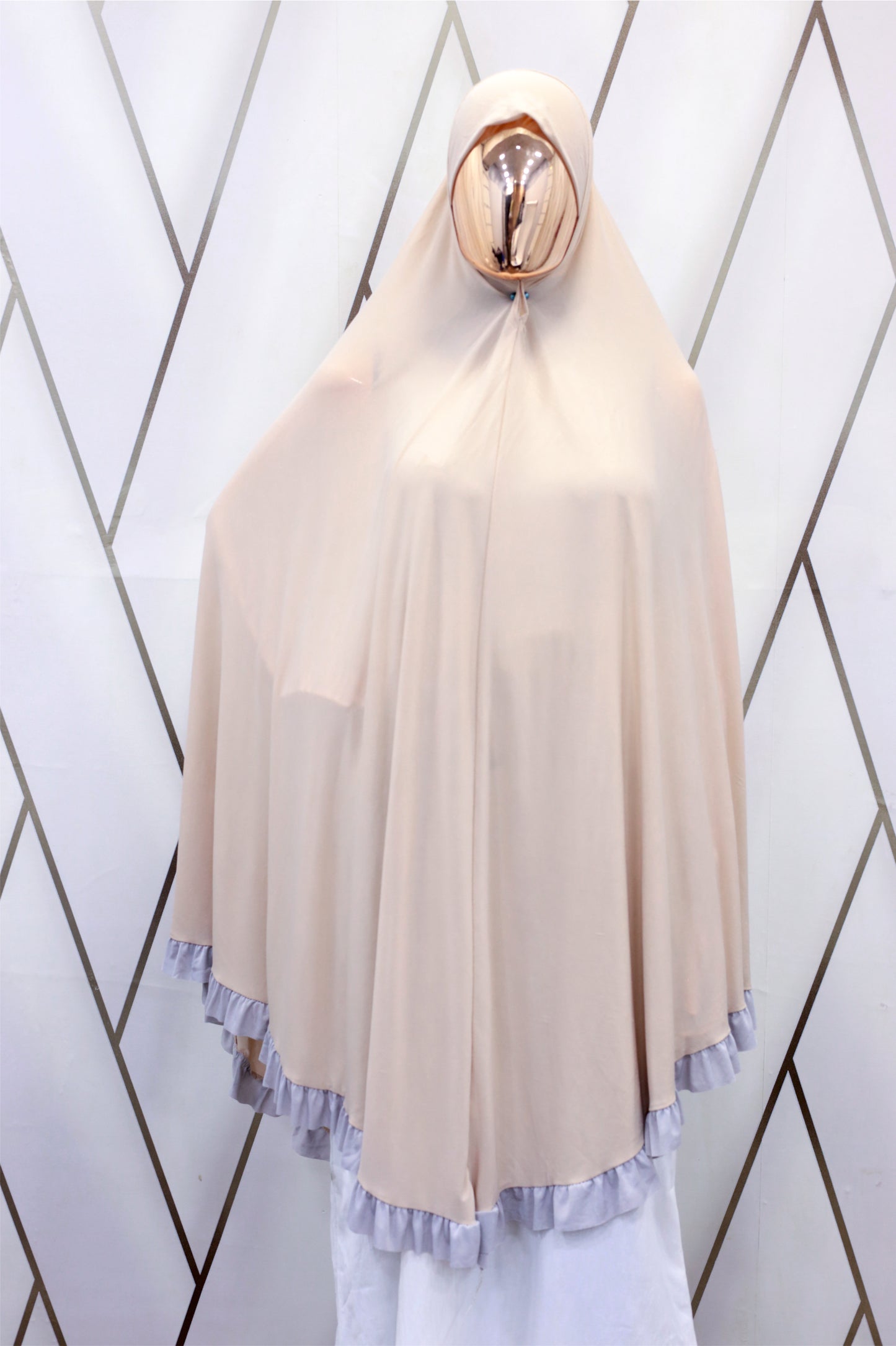 Grey Frill Makhna – 3XL Extra Coverage - BEINGMUSLIMS THE HIJAB SHOPPE