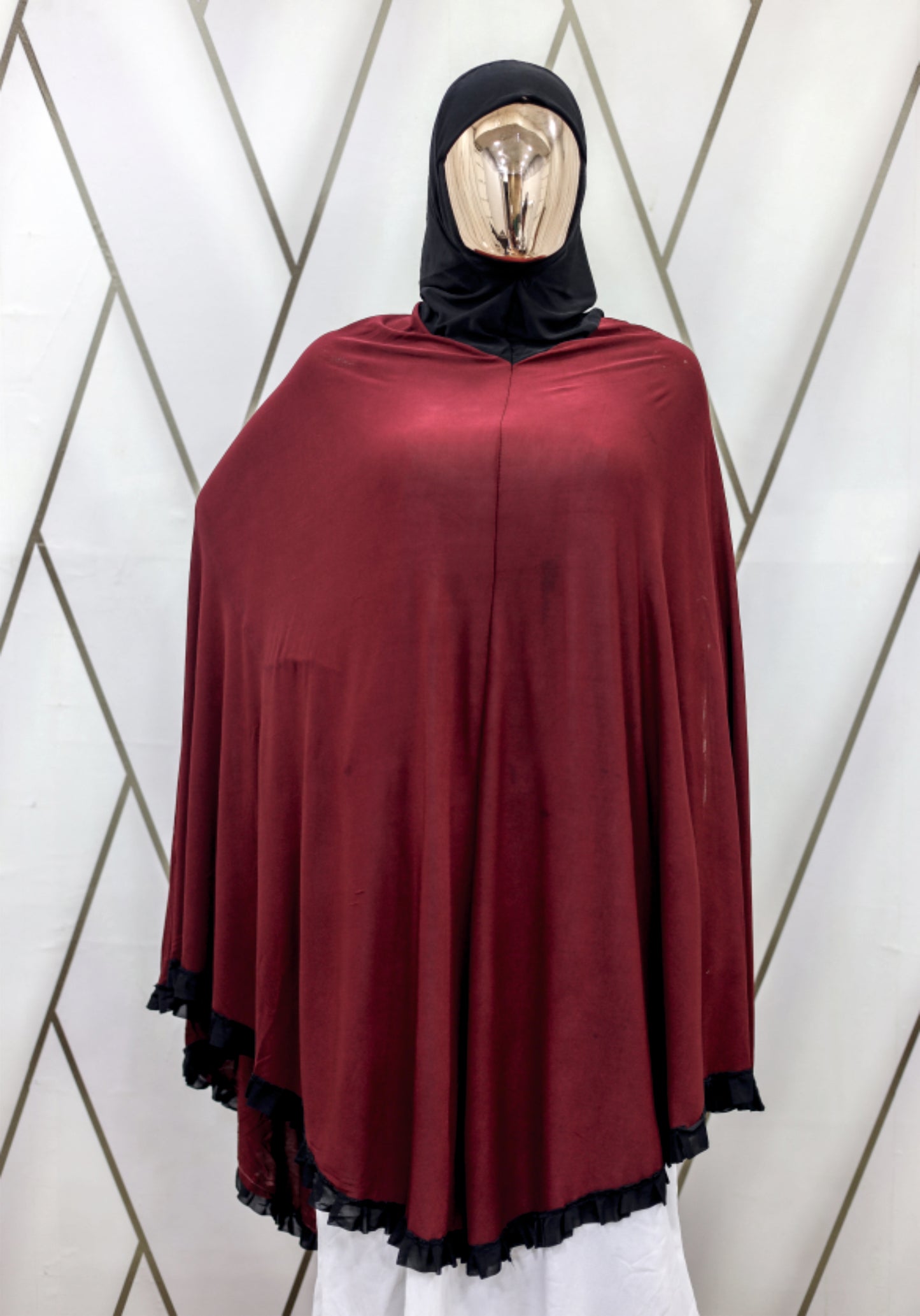 Black Frill Makhna for Girls (Ages 13β16) - BEINGMUSLIMS THE HIJAB SHOPPE