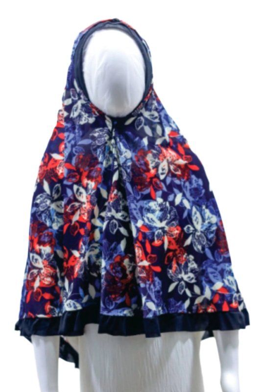 Midnight Blossom Kids Makhna – Elegant Floral Fusion - BEINGMUSLIMS THE HIJAB SHOPPE