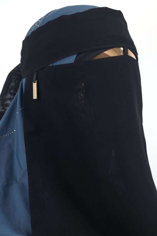 Minimalist Black Niqab with Wide Nose Panel – Everyday Comfort Fit - BEINGMUSLIMS THE HIJAB SHOPPE