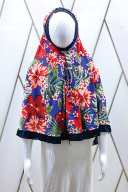 Tropical Breeze Kids Makhna β Bold Hibiscus Print - BEINGMUSLIMS THE HIJAB SHOPPE