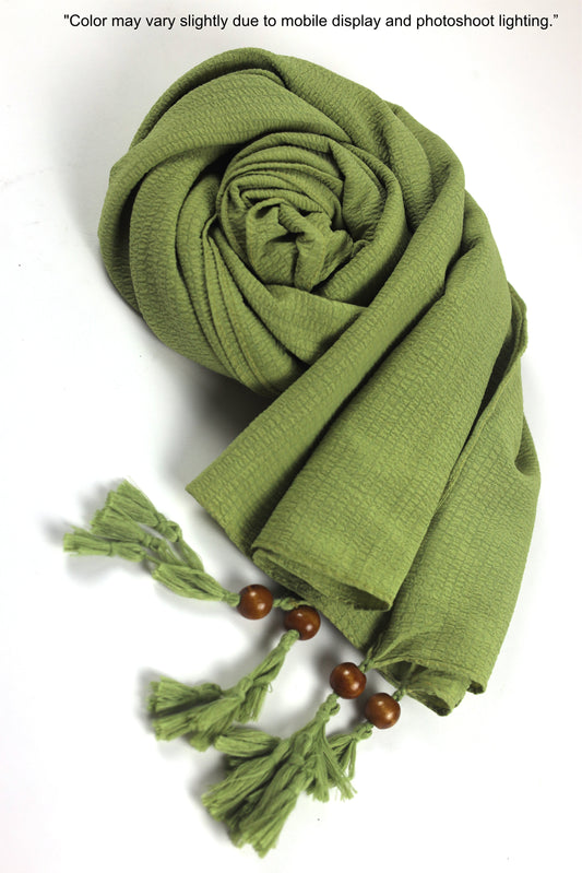 Bubble Chiffon Hijab with Tassels – Lightweight, Flowy & Stylish - BEINGMUSLIMS THE HIJAB SHOPPE
