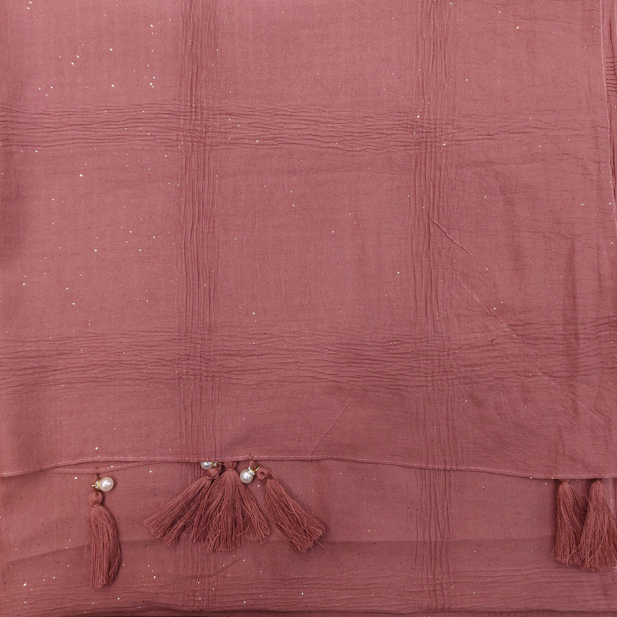 CRUSH COTTON HIJAB WITH GLITTER AND TASSELS