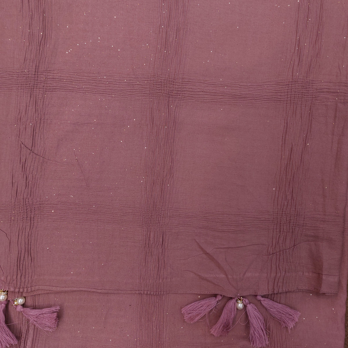 CRUSH COTTON HIJAB WITH GLITTER AND TASSELS