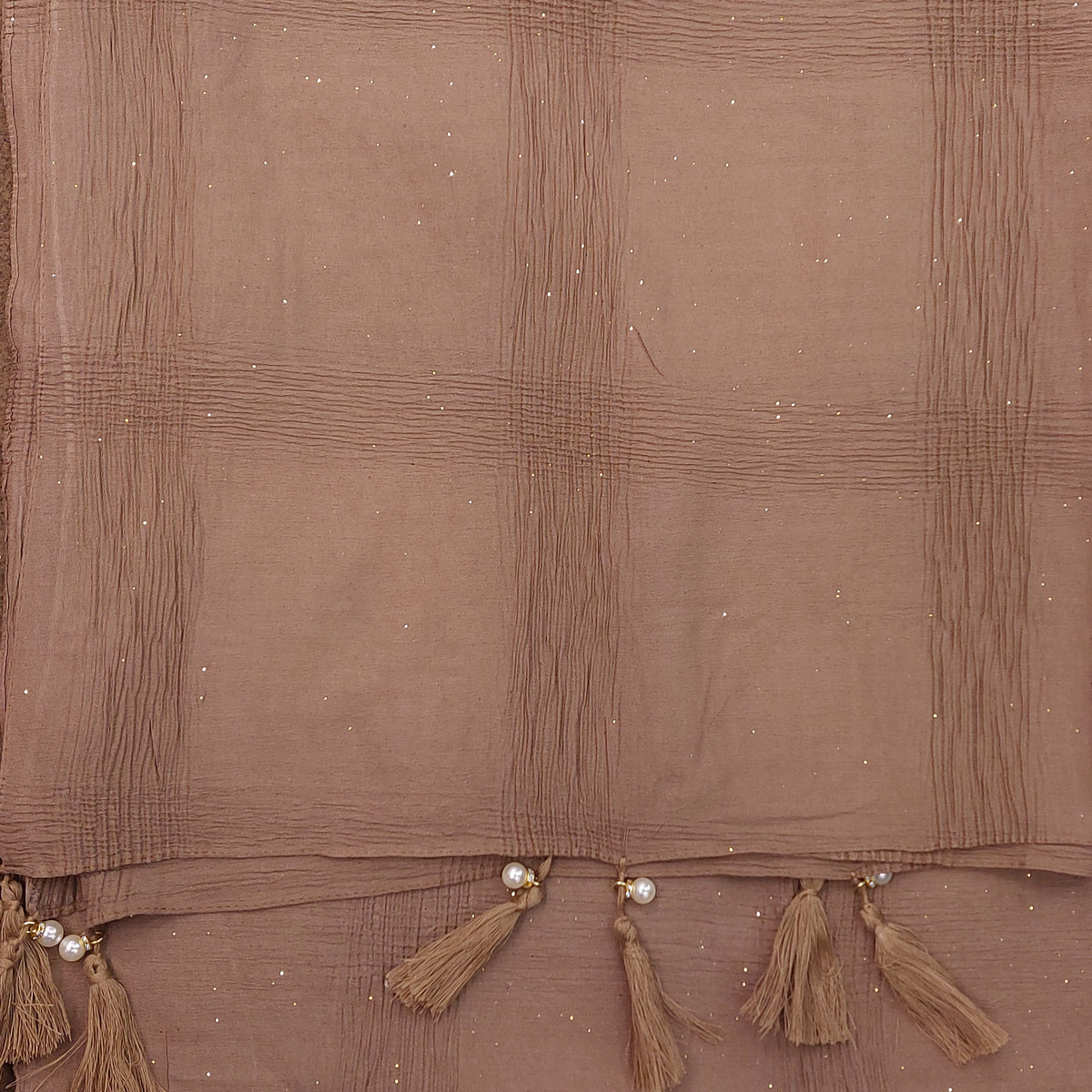 CRUSH COTTON HIJAB WITH GLITTER AND TASSELS
