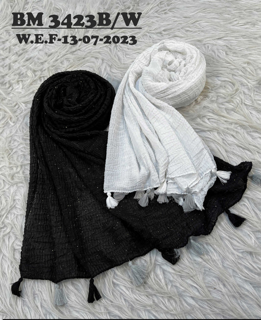 FANCY BLACK AND WHITE HIJABS
