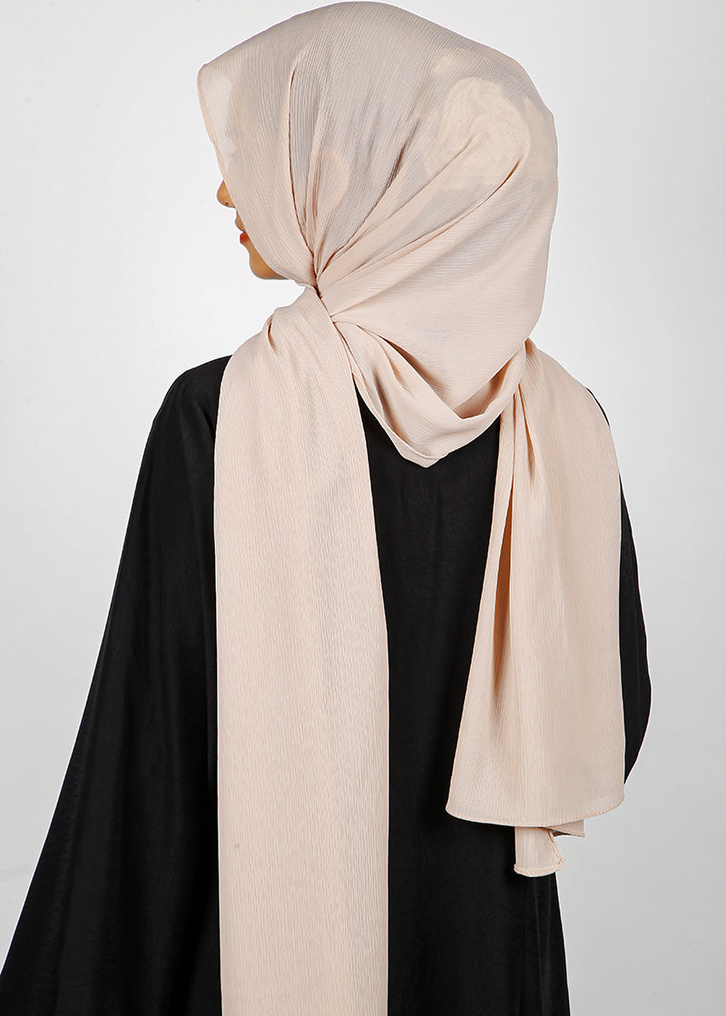 BeingMuslims Textured Muna Chiffon Almond Hijab