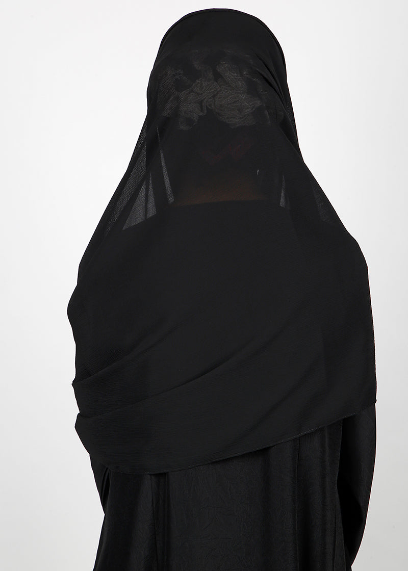 BeingMuslims Textured Muna Chiffon Black Hijab