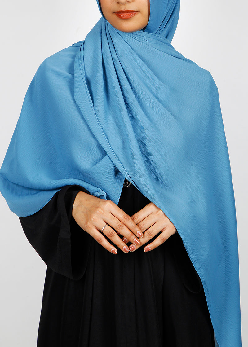 BeingMuslims Textured Muna Chiffon Blue Hijab