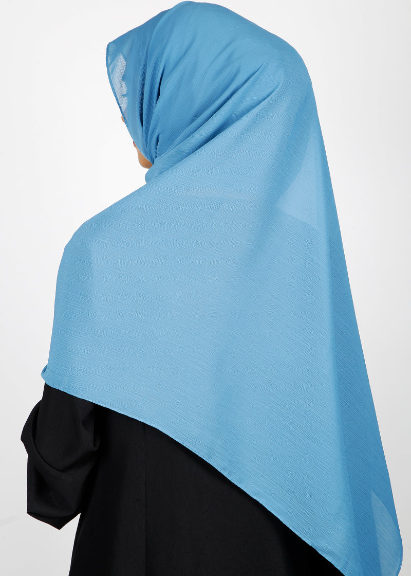 BeingMuslims Textured Muna Chiffon Blue Hijab