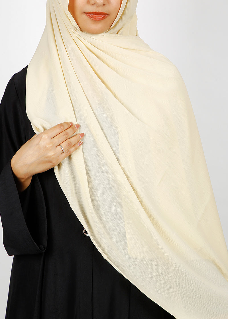 BeingMuslims Textured Muna Chiffon Ivory Hijab