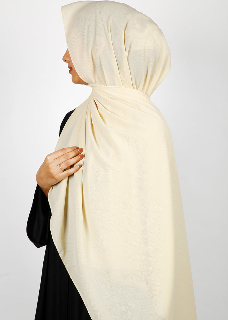 BeingMuslims Textured Muna Chiffon Ivory Hijab
