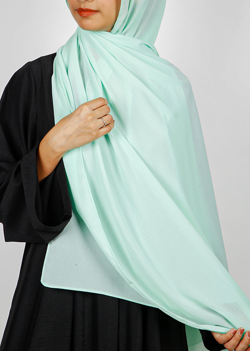 BeingMuslims Textured Muna Chiffon Light Mint Hijab