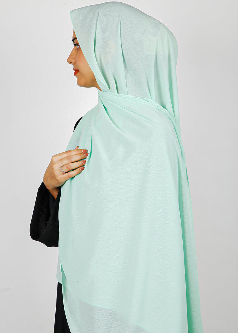 BeingMuslims Textured Muna Chiffon Light Mint Hijab