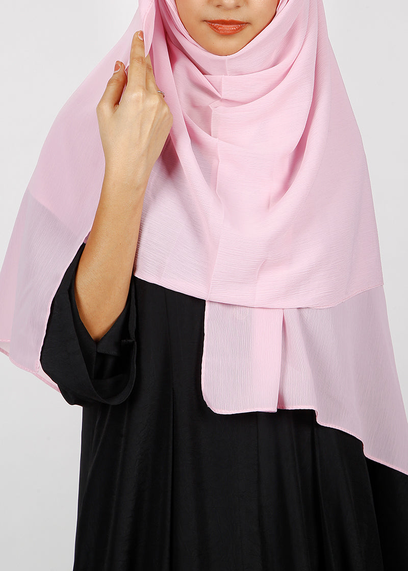 BeingMuslims Textured Muna Chiffon Light Pink Hijab