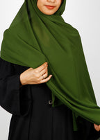 BeingMuslims Textured Muna Chiffon Moss Green Hijab