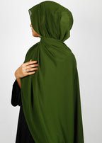 BeingMuslims Textured Muna Chiffon Moss Green Hijab