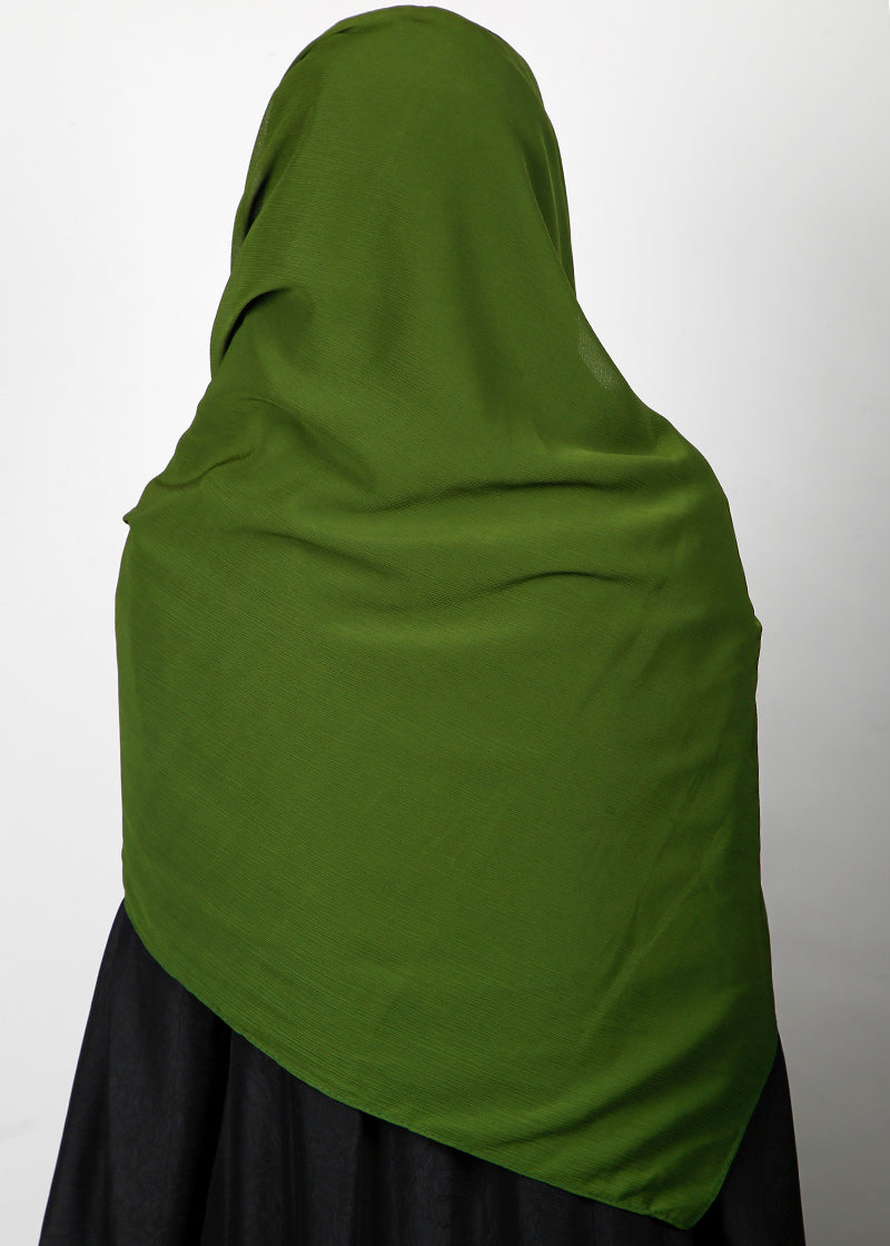 BeingMuslims Textured Muna Chiffon Moss Green Hijab