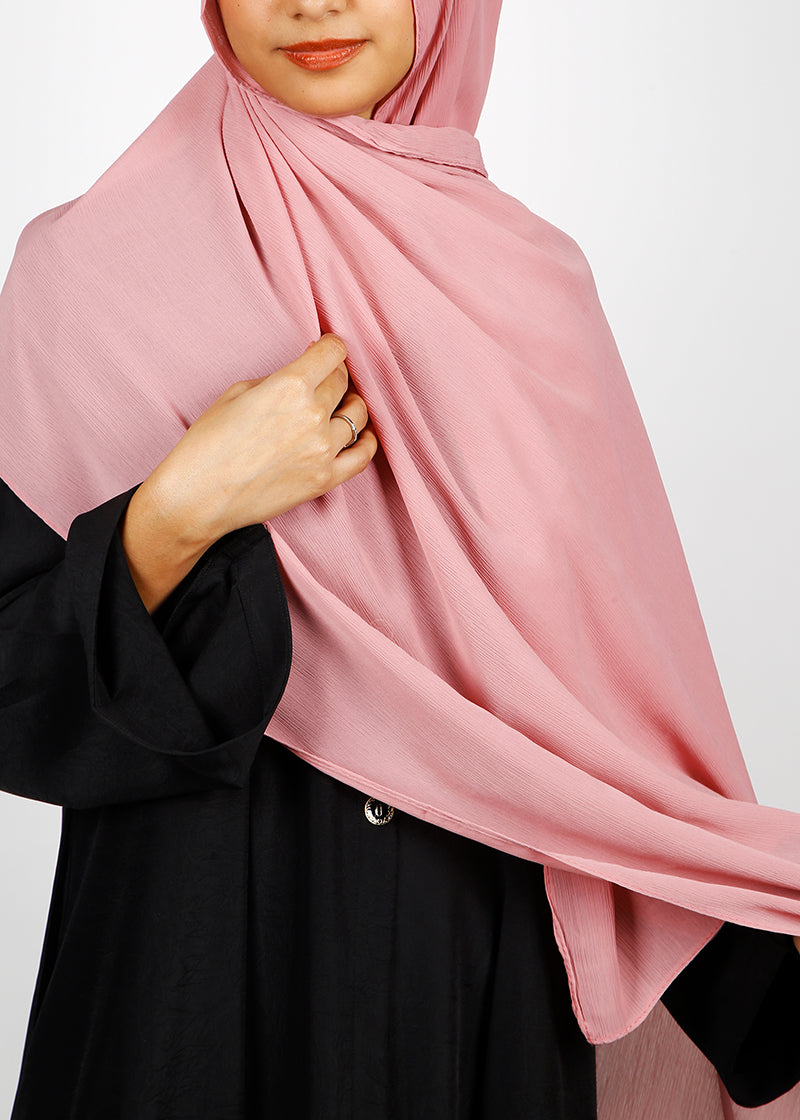 BeingMuslims Textured Muna Chiffon Pink Hijab