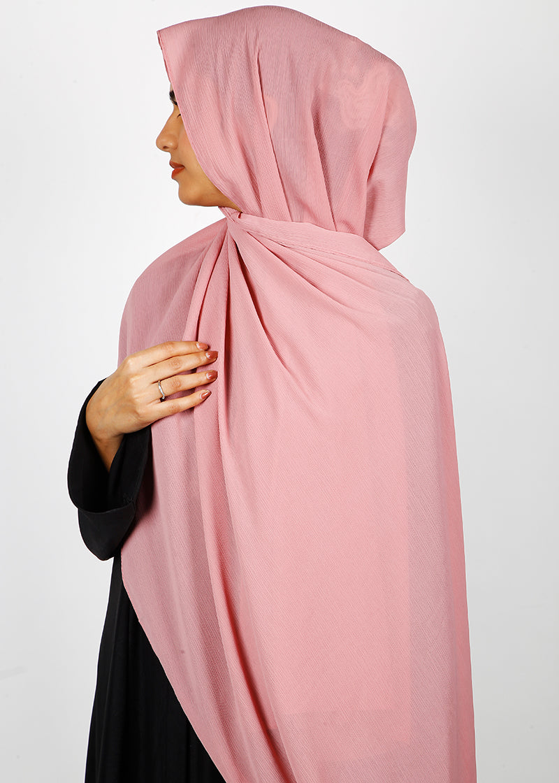 BeingMuslims Textured Muna Chiffon Pink Hijab
