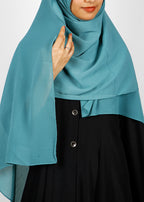 BeingMuslims Textured Muna Chiffon Teal Blue Hijab