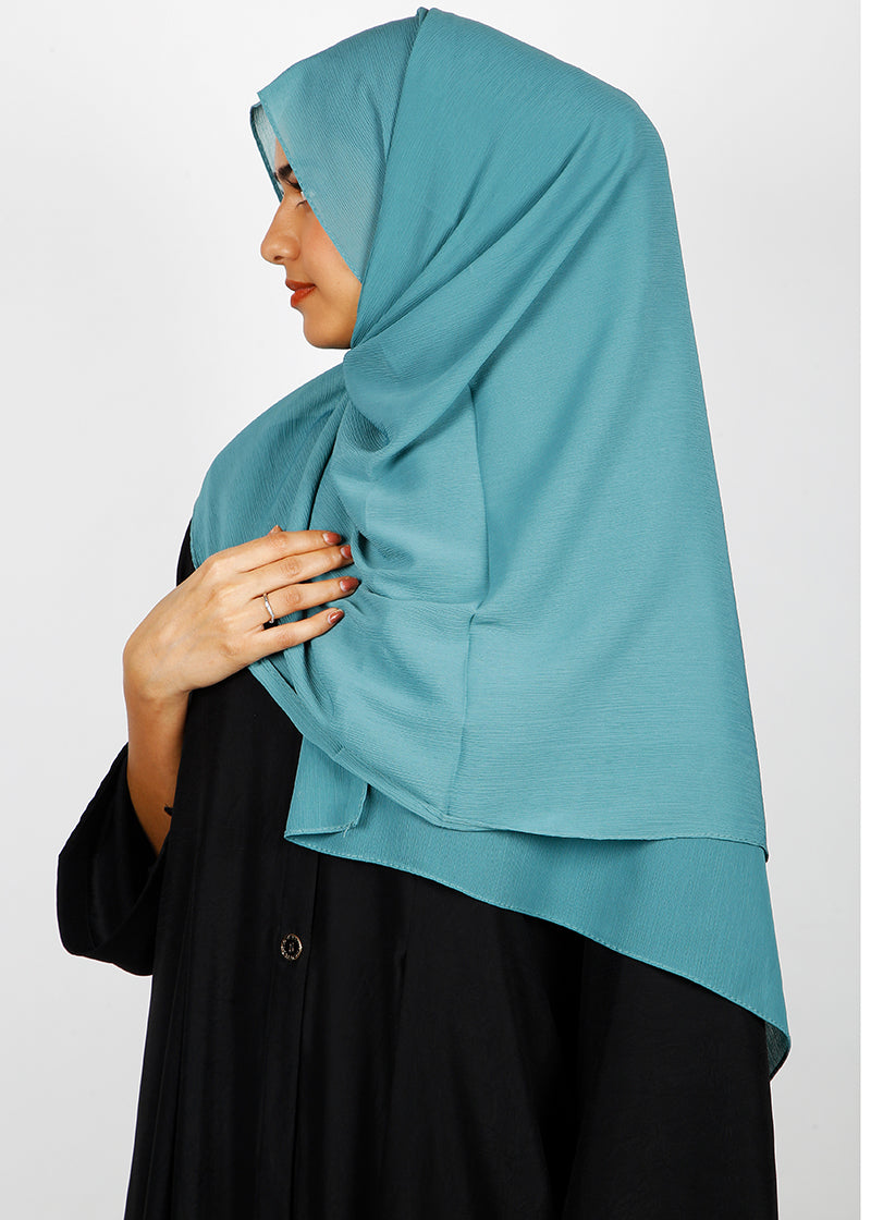 BeingMuslims Textured Muna Chiffon Teal Blue Hijab