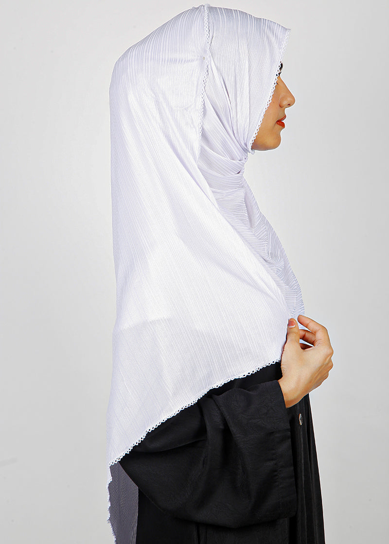 BeingMuslims Textured Muna Chiffon White Hijab