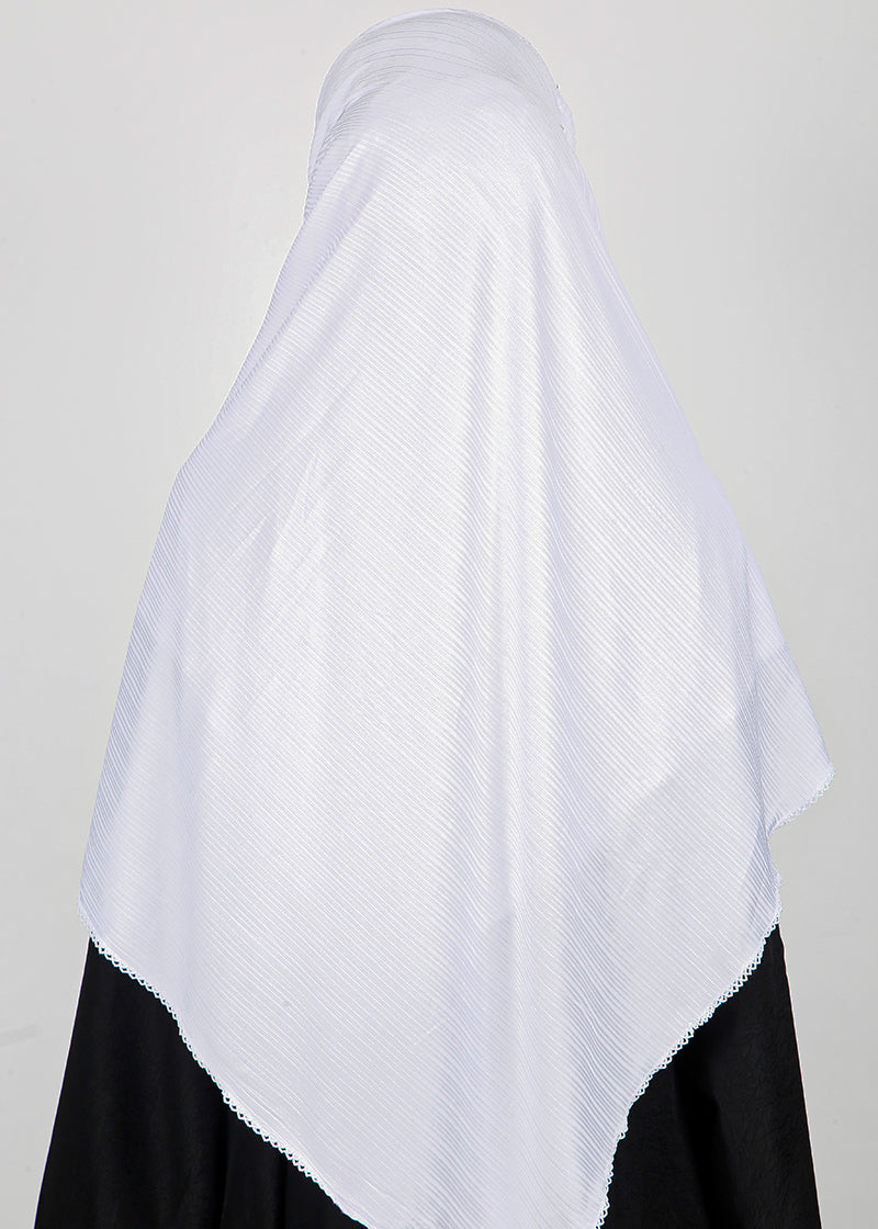 BeingMuslims Textured Muna Chiffon White Hijab