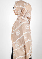 BeingMuslims Desginer Embroidered Beige Cotton Hijab