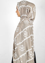 BeingMuslims Designer Embroidered Brown Cotton Hijab