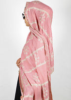 BeingMuslims Designer Embroidered Light Pink Cotton Hijab