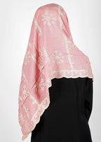 BeingMuslims Designer Embroidered Light Pink Cotton Hijab