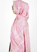 BeingMuslims Designer Embroidered Pink Cotton Hijab