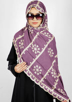 BeingMuslims Designer Embroidered Purple Cotton Hijab