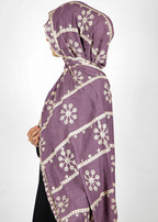BeingMuslims Designer Embroidered Purple Cotton Hijab