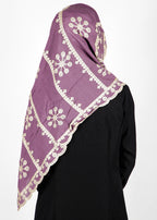 BeingMuslims Designer Embroidered Purple Cotton Hijab