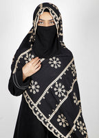 BeingMuslims Designer Embroidered Baby Black Cotton Hijab