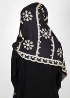 BeingMuslims Designer Embroidered Baby Black Cotton Hijab