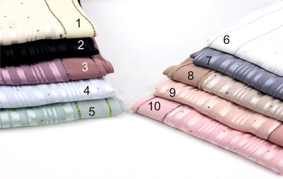 Premium Crystal-Striped Chiffon Hijab – Non-Slip Elegant Hijab