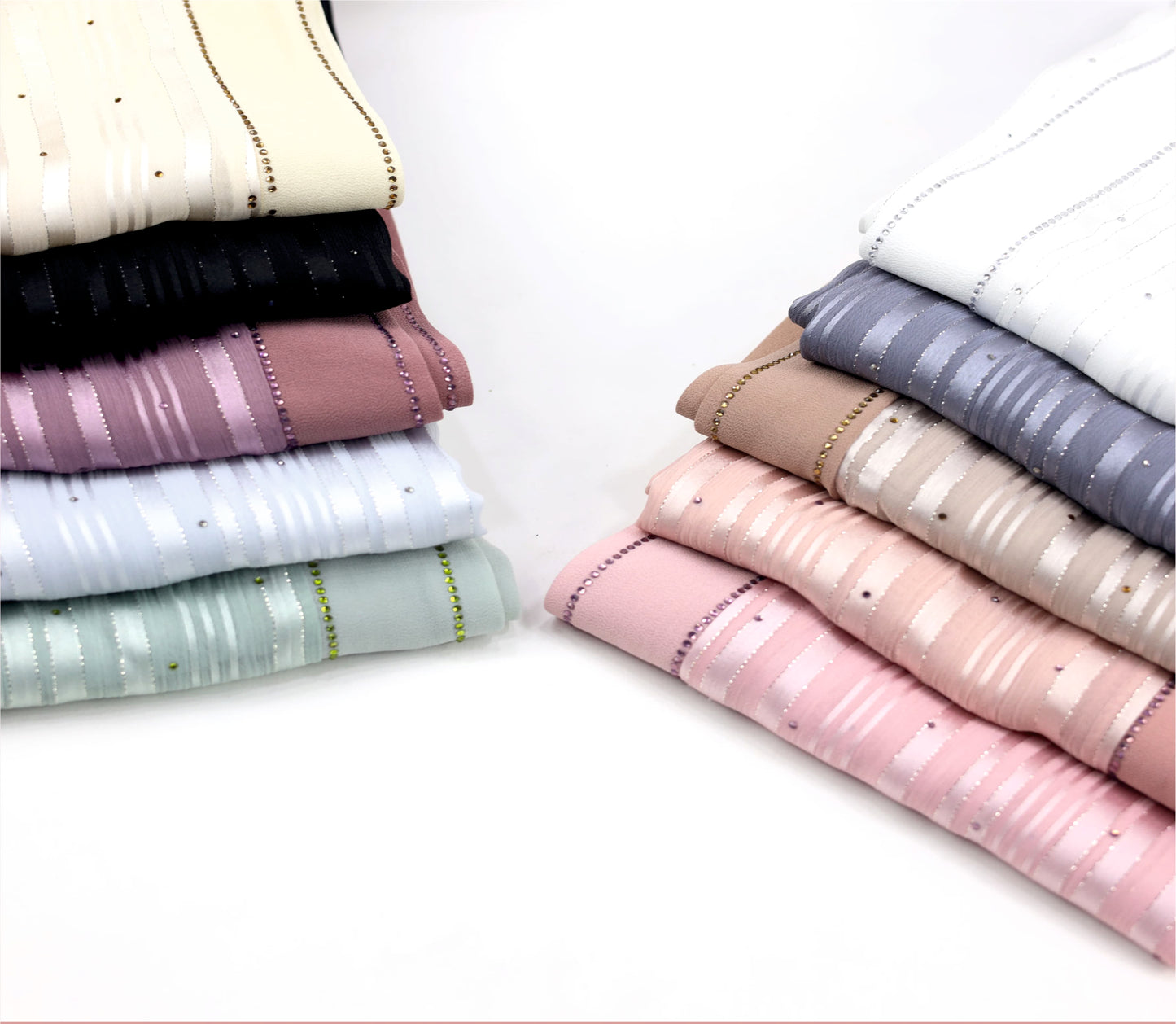 Premium Crystal-Striped Chiffon Hijab – Non-Slip Elegant Hijab - BEINGMUSLIMS THE HIJAB SHOPPE