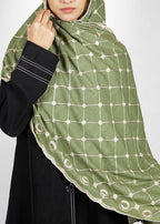 BeingMuslims Graceful Embroidered Green Cotton Hijab