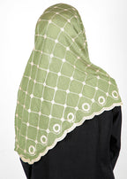 BeingMuslims Graceful Embroidered Green Cotton Hijab