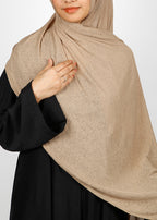 BeingMuslims Classic Ribbed Textured Dark Beige Jersey Hijab