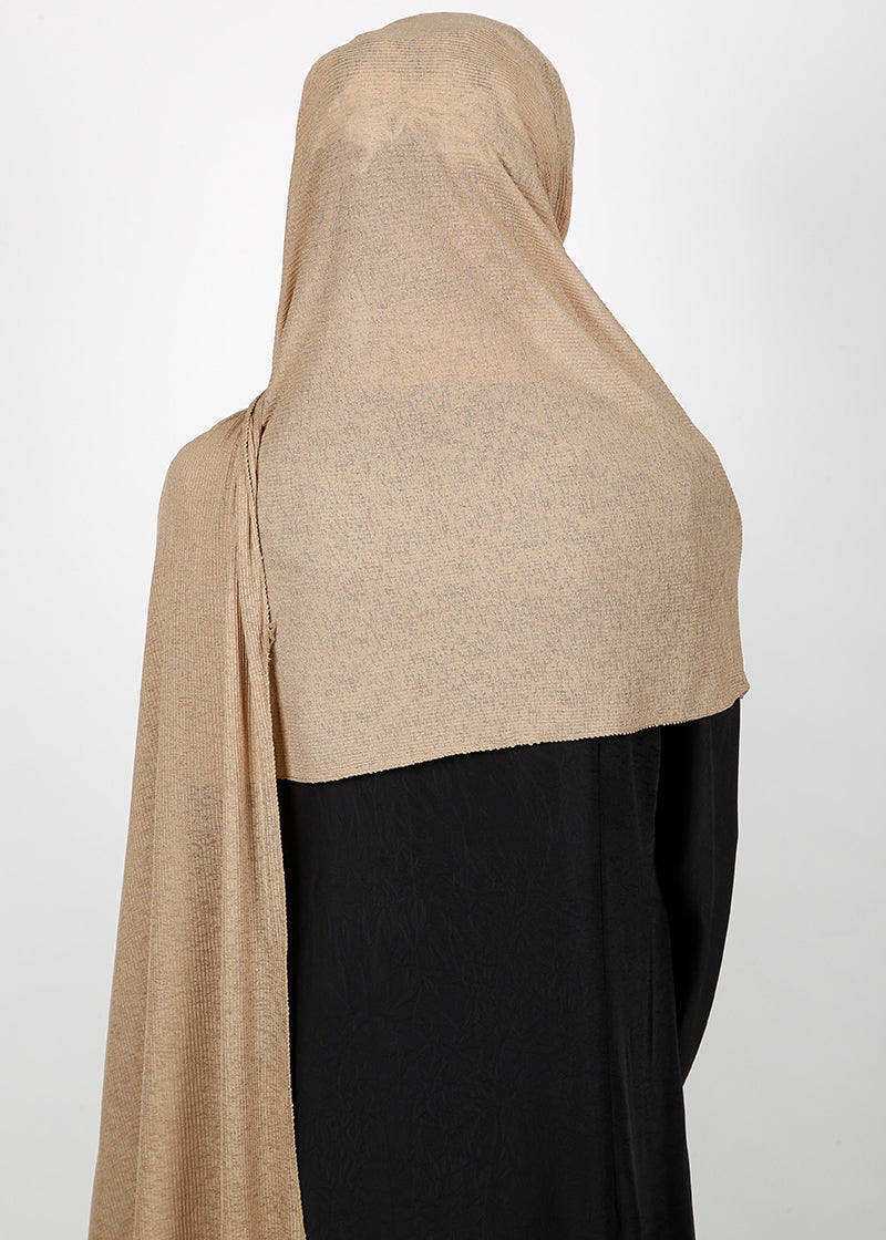 BeingMuslims Classic Ribbed Textured Dark Beige Jersey Hijab