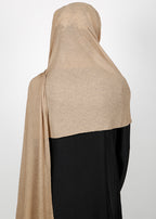 BeingMuslims Classic Ribbed Textured Dark Beige Jersey Hijab