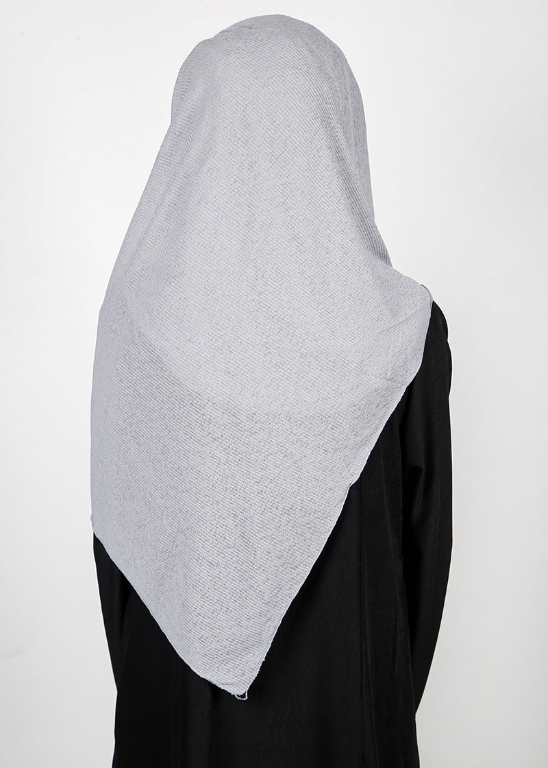 BeingMuslims Classic Ribbed Textured Grey Jersey Hijab