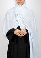 BeingMuslims Classic Ribbed Textured Ice Blue Jersey Hijab