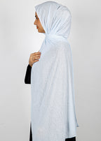 BeingMuslims Classic Ribbed Textured Ice Blue Jersey Hijab